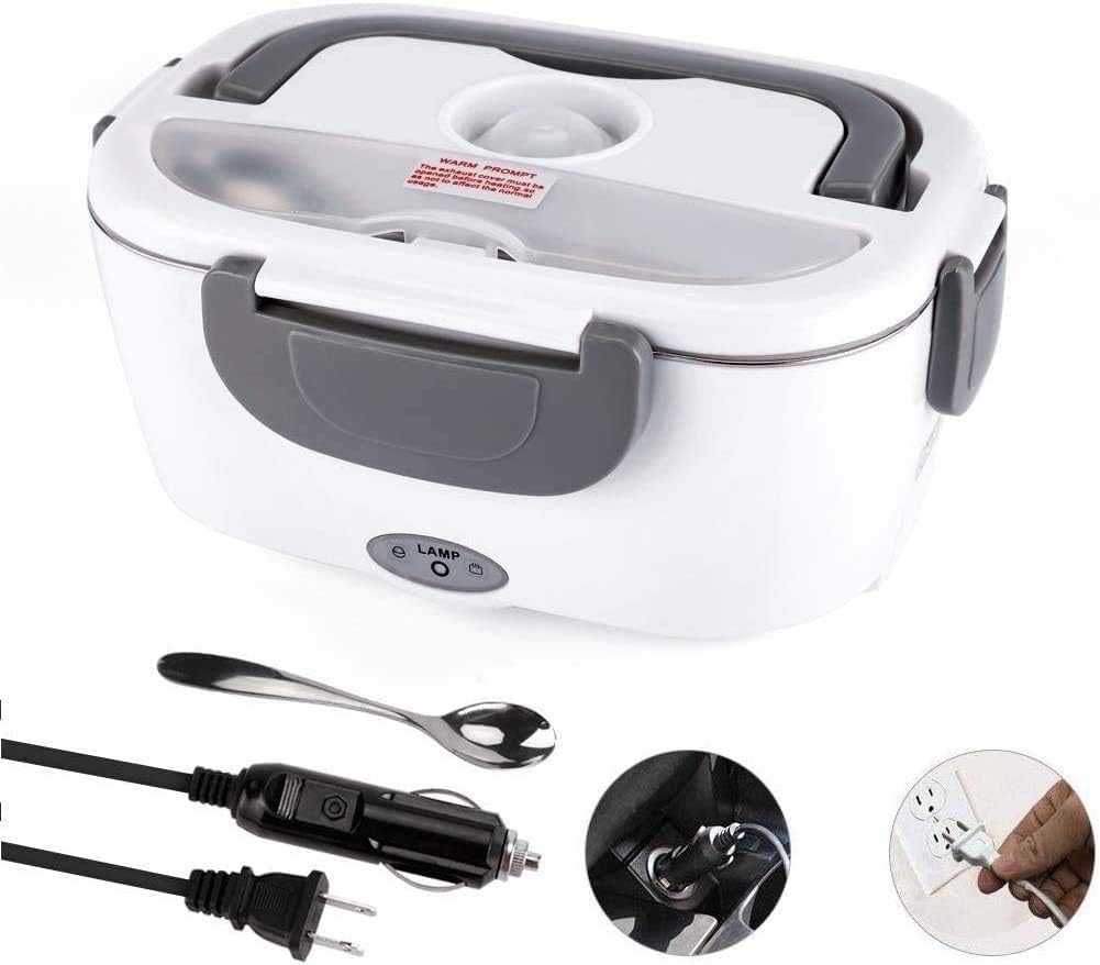 Electric Lunch Box-3 In 1 For Car/Truck, Portable Food Heater For Car/Office/Picnic, 24V And 12V&110V 40W, Stainless Steel Portable Container, Removable Food Heater Heater (gray)