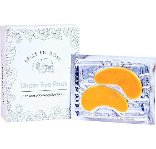 Collagen Under Eye Mask by Belle En Rose (15 Pairs) Under Eye Pads with Hydrating, Anti-Aging Skincare | Diminish Puffiness, Fine Lines, Wrinkles, Dark Bags | Natural and Firming