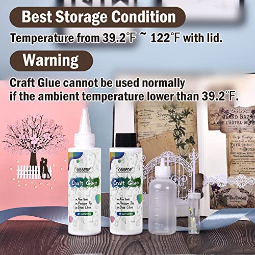 OBSEDE Craft Glue Dries Clear Art Adhesive 4fl oz/120ml with Fine Metal Tip Bottle Applicator