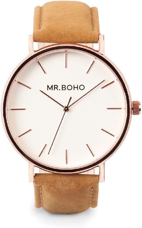 MR.BOHO Reloj Acero Inoxidable y Ante Copper Suede: Amazon.es: Relojes