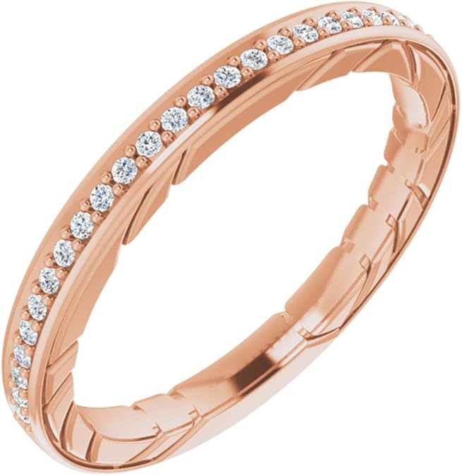 14ct Rose Gold Diamond Anniversary Band Ring (1/6 cttw), Size N 1/2
