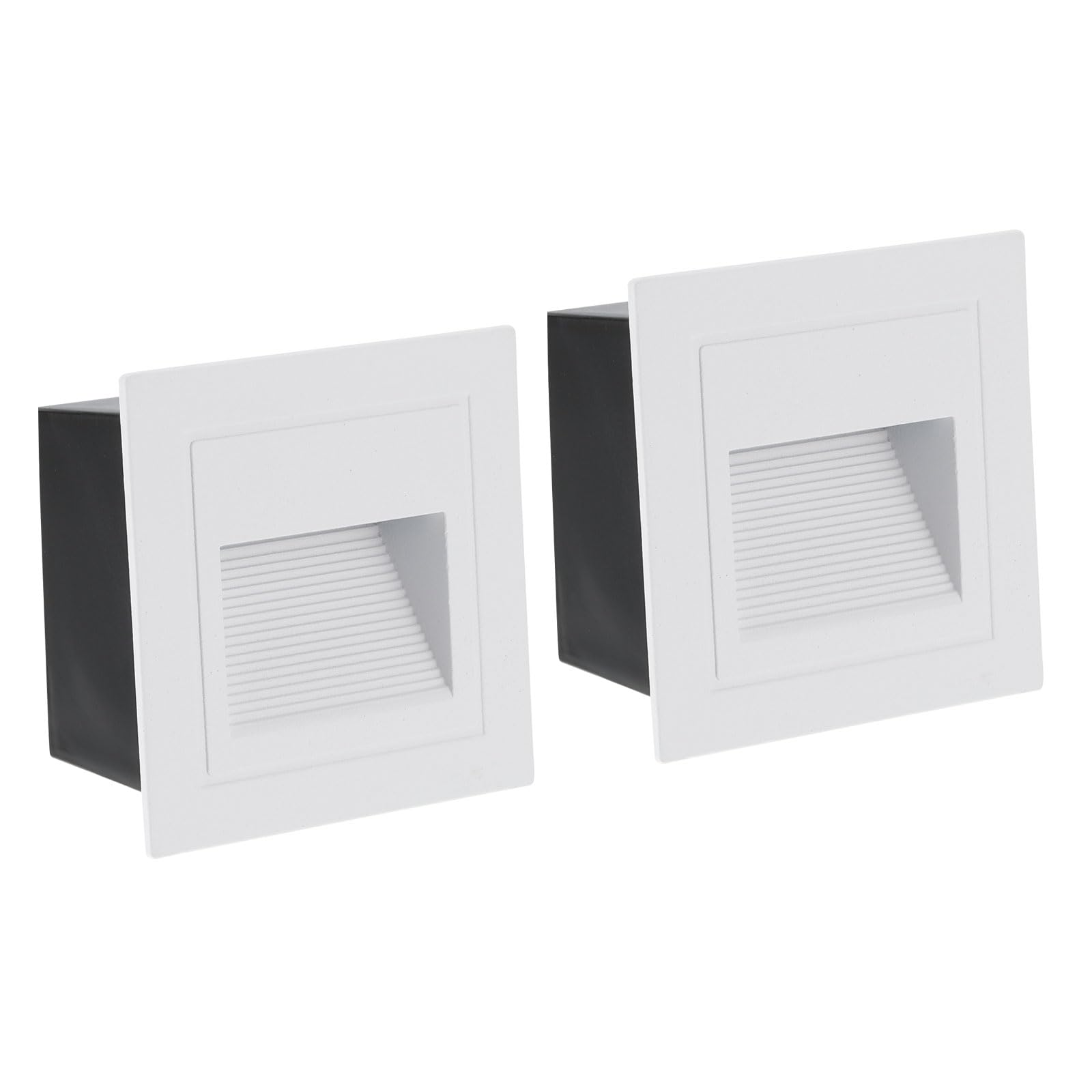 PATIKIL 4000K LED Step Light, 2 Pack 3W 120V Recessed Stair Light Aluminum Waterproof 105lm Warm White Stairway Lights Indoor Outdoor, White Shell