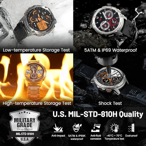 KOSPET Reloj Inteligente Hombre, 1.43" AMOLED HD Display, 5ATM Impermeable, Smartwatch con Llamadas Bluetooth y Whatsapp Notificación, Cuerpo Metálico de Acero Inoxidable (Android/iOS)