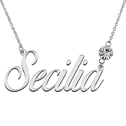 LikeFun Custom My Name Necklace with Birthstone