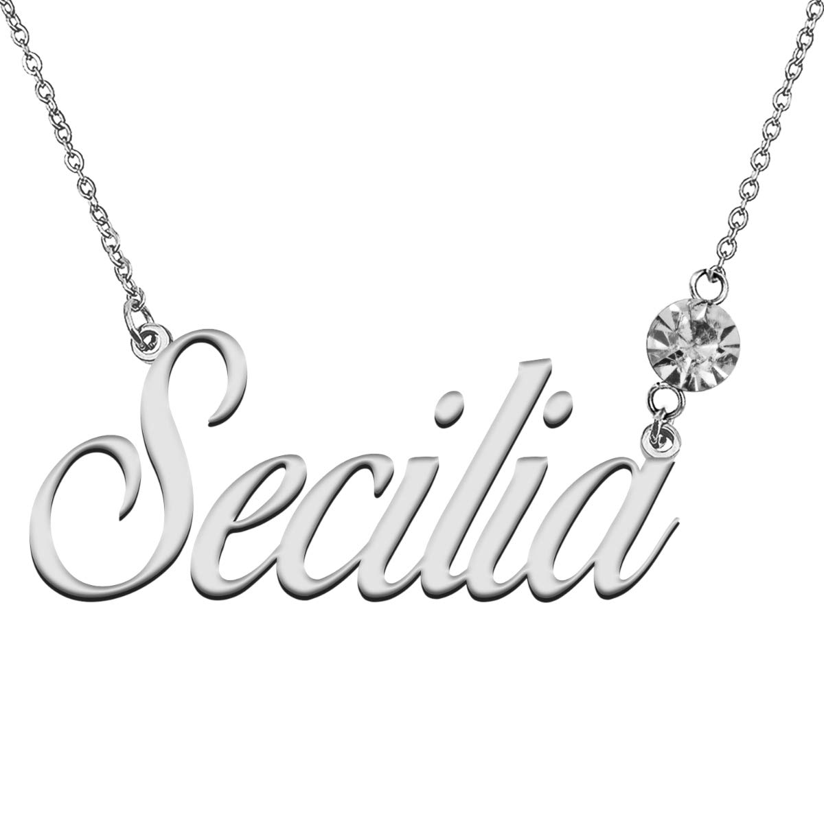 LikeFun Custom My Name Necklace with Birthstone