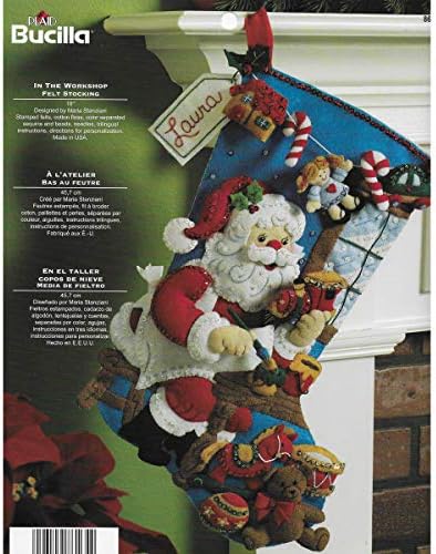 Bucilla The Workshop Christmas Stocking Felt Applique Kit, 18-Inch