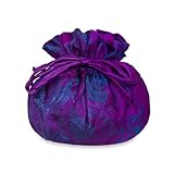 Drawstring Jewelry Pouch - Silk Jacquard (Violet)