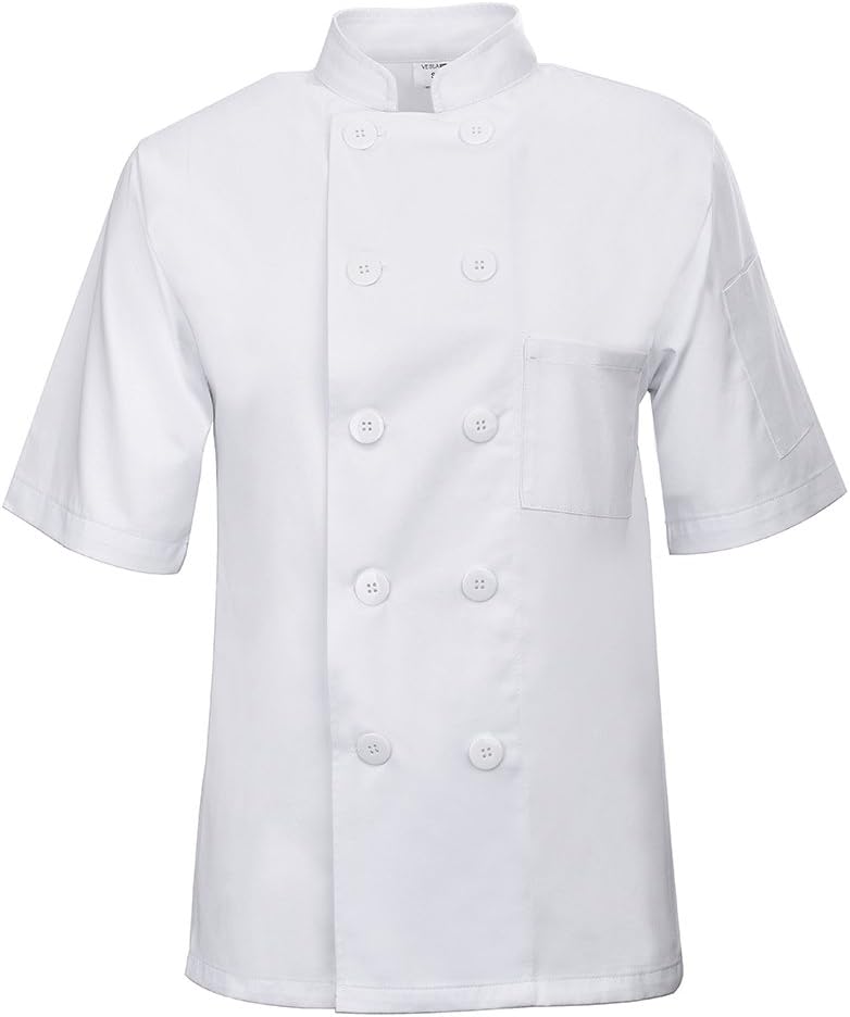 Heselian Personalized Shirt Kitchen Works Uniform Men Short Sleeve White Chef Jackets,Chef Coats For Men Short Sleeve(S(41.6''Chest), White)