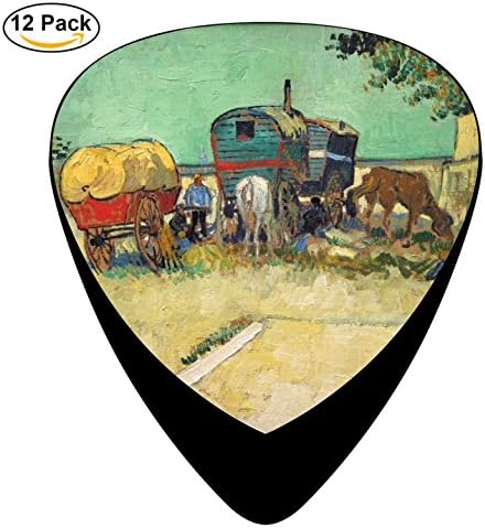Vincent Van Gogh Art Drawing Guitar Picks 12/Pack Celluloid Medium Paddles Plectrums 0.46mm/ 0.71mm/ 0.96mm Acoustic Bass Best Gifts for kids Teens Adults