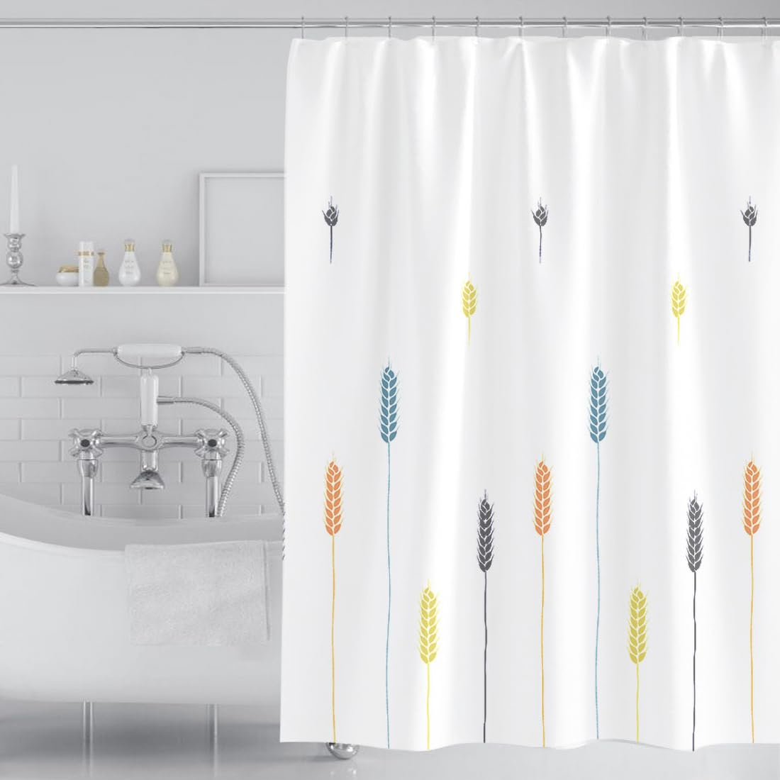 GONOVE Shower Curtain for Bathroom 240 x 200cm Mildew Resistant Waterproof Polyester Fabric Wheat Shower Curtain Liner Long Washable Bath Curtain with Hooks, Weighted Hem