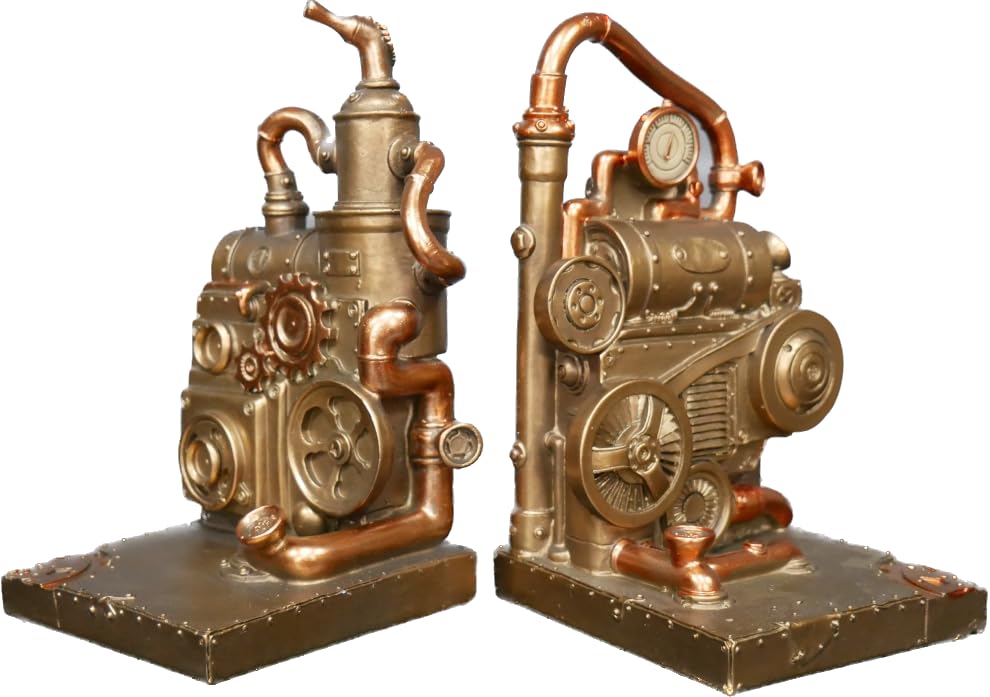 Pair of Bookends | Steampunk Style | Resin Gold