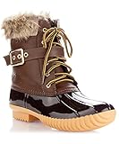 Women's ROF Mid-Calf Snow Booties Shearling Fleece Sock Lined Water Resistant Duck Rubber Rain Boots