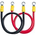 ECO-WORTHY 9AWG Battery Cable with 13/64'' Lug Terminals 12inch Cables Set Tinned Copper Battery Inverter Cable for Car, Truck, RV, Solar