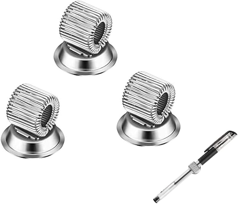 Qiuyan 3pc Magnetic Pen Holders Organizer Clips Adjustable Spring Loop White