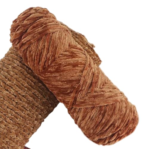 Yarn Velvet Knitting Yarn Soft Crochet Ball Craft Multi Colors, Ideal for Beginners, Kids Crafts (Caramel)