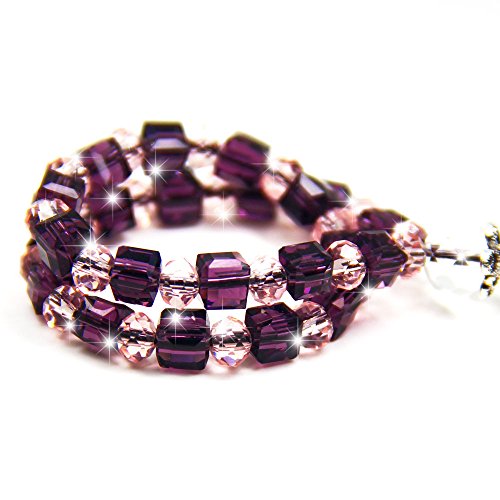 Cell Phone Lanyard Strap - JAZ 3 Pack Bling Crystal Beads Hand Wrist Lanyard Strap String for Cell Phone Camera Purse MP3 MP4 iPod PSP Keychain ( Crystal Purple Pink Red)