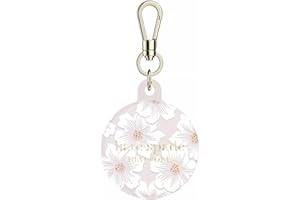 kate spade new york AirTag Holder with Gold Ring Clip - Protective Case for Apple AirTag - Hollyhock Cream