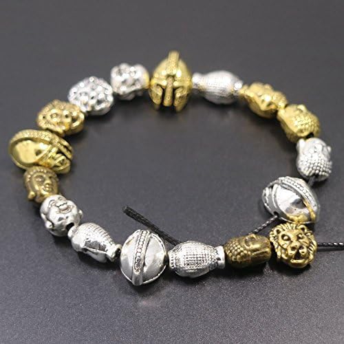 30Pcs Metal Silver Buddha Beads Antique Silver/Antique Gold Tibetan Silver Spacer Beads for Bracelet Jewelry Making (Style 15)