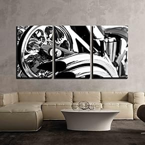 Classic Curved Motorcycle Exhaust - 3 Panel Canvas Art
