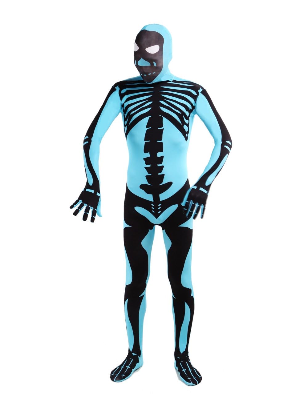 Morph Yourself: Skeleton Halloween Zentai Fancy Dress Costumes for Men & Ladies (Blue, L)