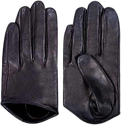 Wild fashion Women Half palm Leather Driving Gloves NMG9248 (XS, Black)