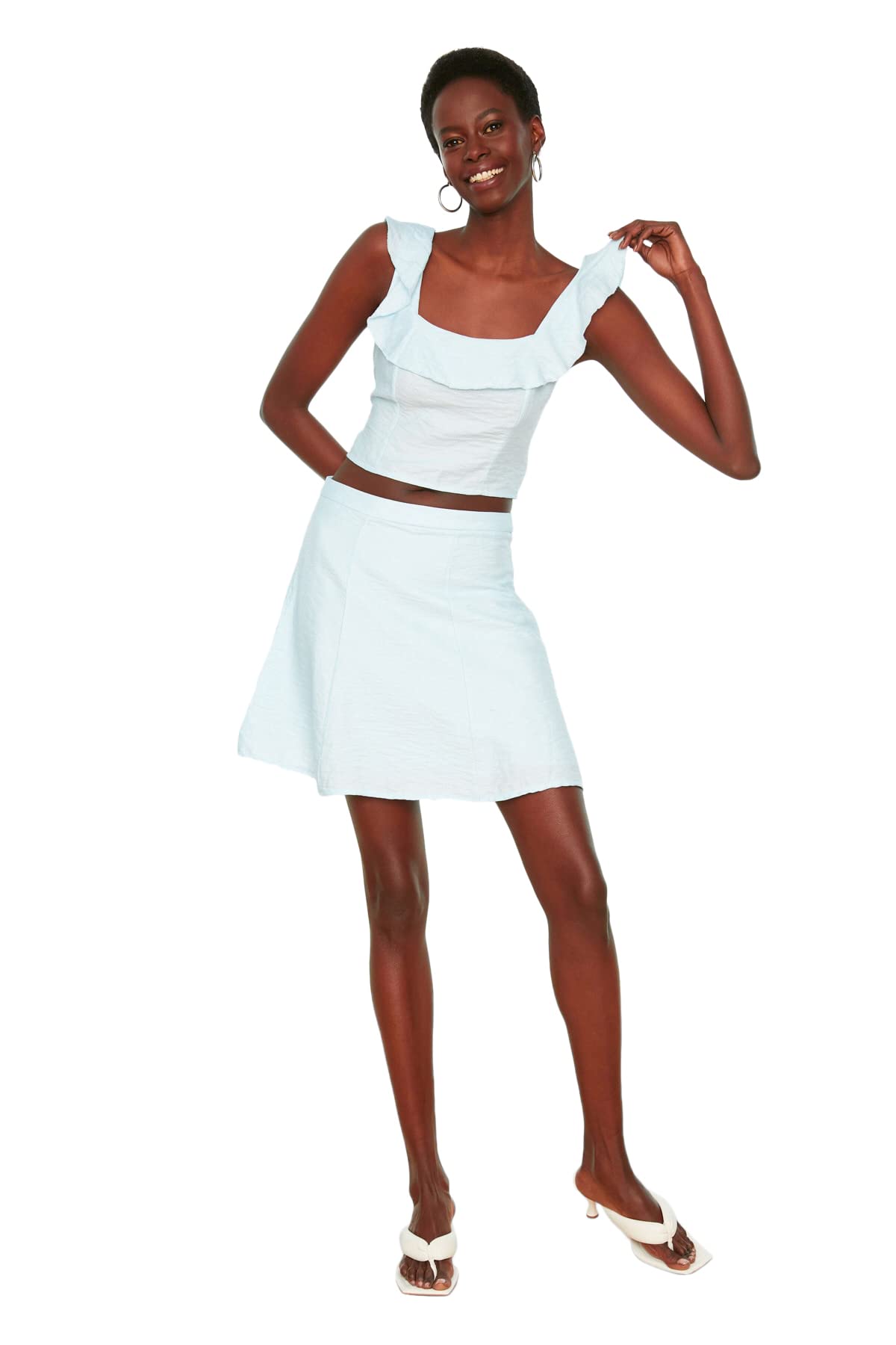 Trendyol Women's Blue Band Harvest Blouse, 14