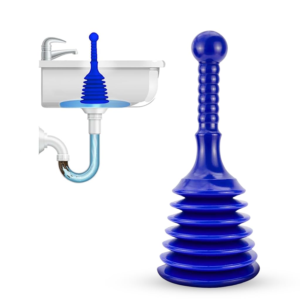 UK#1 Blue Unblocking Kitchen Drains, Bathroom & Shower Portable & Powerful Airpush Sink Plungers