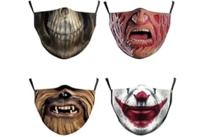 TANDARUI Halloween Horror Face Masks 4 Pack, 3D Color Printed Polyester Washable & Reusable, Wind and Dust Resistant Warm Scarf