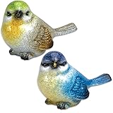Bits and Pieces - Set of Two (2) Mini Bird Figurines - Ceramic Bird Sculptures