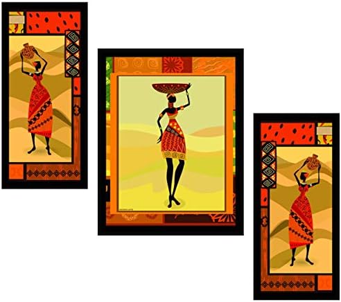 Miniscape African Theme Portrait 3 Pcs Wall Painting- MP011C1F3