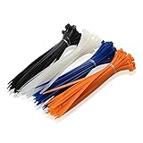Cable Matters (Combo Pack) 200 Self-Locking 8-Inch Nylon Cable Ties in Black, White, Orange, Blue