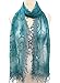 Women's lightweight Feminine lace teardrop fringe Lace Scarf Vintage Scarf Mesh Crochet Tassel Cotton Scarf for Women,One Size,Aquamarine
