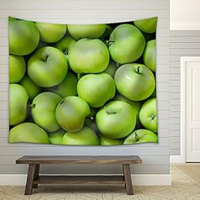 a Lot of Green Apples as a Background - Fabric Wall Tapestry Home Decor - 51x60 inches