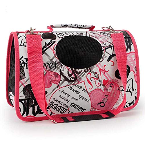 Homieco Premium Soft Sided Carrier Bag Travel Outdoor Portable Pet Bag for small dogs, cats One Size/Pink Love