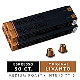 Nespresso Capsules OriginalLine, Livanto, Medium Roast Espresso Coffee, 50 Count Coffee Pods, Brews 1.35oz