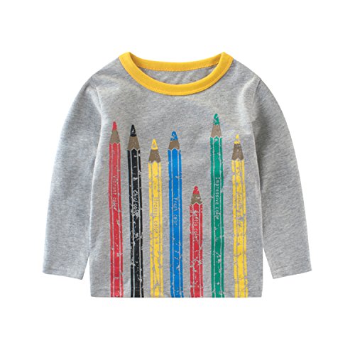 Baby Boys Girls Pencil Printing Long Sleeve Cotton T-Shirt Clothes Pullover Top