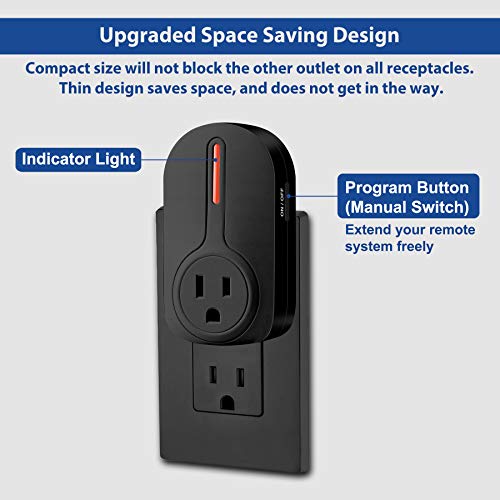 BESTTEN Wireless Remote Control Outlet Switch Set (2 Outlets, 1 Remote) with 110-Foot Range, Learning Code, Home… - Image 3