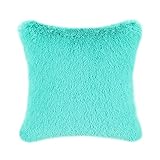 CaliTime Super Soft Throw Pillow Cover Case for Couch Sofa Bed Solid Plush Faux Fur 18 X 18 Inches Turquoise