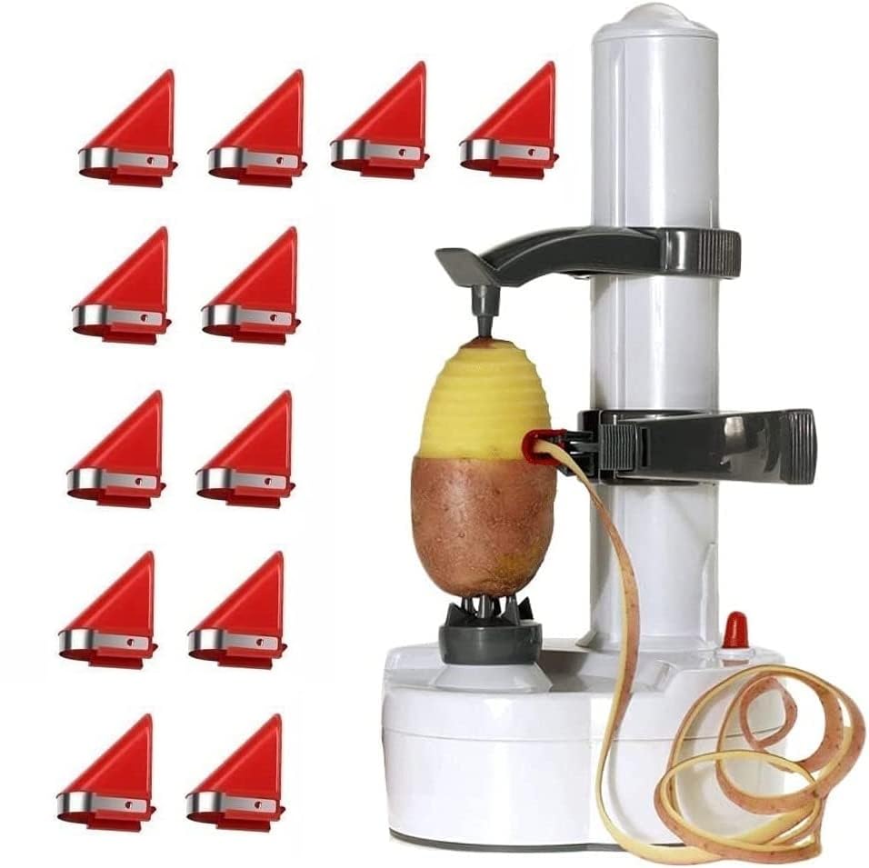 Photo 1 of Pelamatic Potato Express Electric Peeler - 12 Spare Blades - Safe & Easy to Use - Effortlessly Peels Vegetables and Fruit - USB-C powered (White)