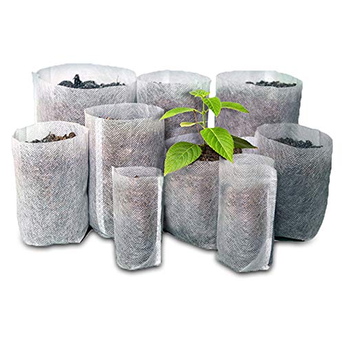 SKYCOOOOL 500PCS Biodegradable Non-Woven Plant Nursery Bags Plant Grow Bags Fabric Seedling Pots