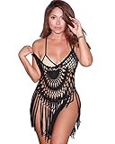 BIUBIU Women's Sexy Handmade Crochet Tassel Bikini Cover Up Beachwear Black S-XL