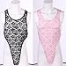 IWEMEK Men's One-piece High Cut Sissy Pouch G String Underwear Wrestling Singlet Lingerie See Through Leotard Bodysuit Thongs Nightwear Pink Floral
