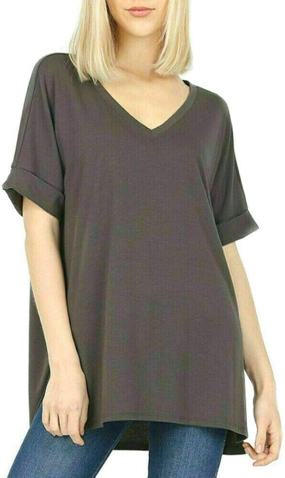 Zenana Regular and Plus Size Premium Rolled Short Sleeve Side Slit Top