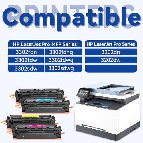 Lemero 219X Toner (with Chip) Compatible with HP Color LaserJet Pro MFP 3302FDWG 3302SDWG 3302FDW 3302SDW 3302FDN 3202DW 3302FDNG 3202DN for HP 219 219A W2190X Black Cyan Magenta Yellow 4-Pack