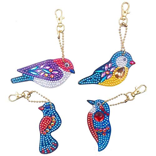 5D DIY Diamond Painting Keychain, 5 pcs Bird Shape, Mosaic Making Full Drill Special Shape Diamond Painting Kit for Bags, Smartphone Straps, 5 Pack