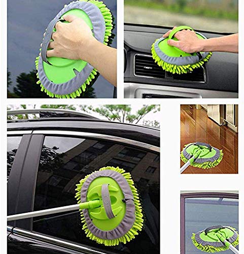 2 in 1 Chenille Microfiber Car Wash Mop Mitt With Long Handle,Car Wash Dust Brush Adjustable Length 24-46 Inch Brush Duster Paint Scratch Free Cleaning Tool Dust Collector Supplies for Washing Car - Thumbnail 5