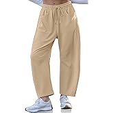 TARSE Women’s Barrel Sweatpants Loose Fit Lounge Pants Casual Wide Leg Pants Cotton Comfy Elastic Waist Joggers with Pockets