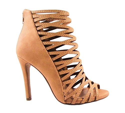 Delicious Womens Sandals Stiletto Cutouts Party Dress High Heels, Sand Tan, 