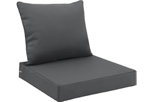 Favoyard Outdoor Seat Cushion Set 24 x 24 Inch Waterproof & Fade Resistant Patio Furniture Cushions with Removable Cover Deep Seat & Back Cushion with Handle and Adjustable Straps for Chair Sofa Couch