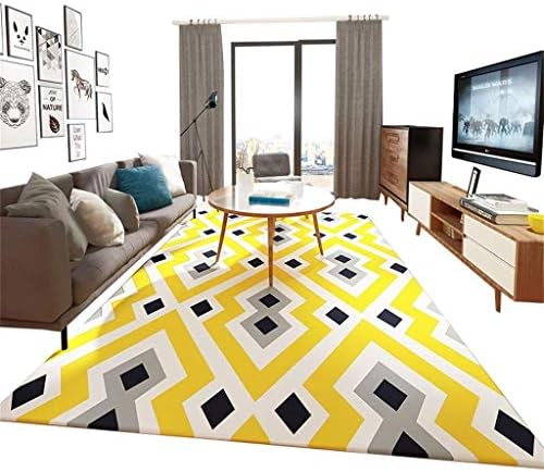 Nordic Style Modern Simple Style Geometric Pattern Carpet Living Room Sofa Tea Table Mats Baby Crawling Mat Living Room/Bedroom/ Study Room/Restaurant Rug (Color : Yellow, Size : 160 * 230cm)